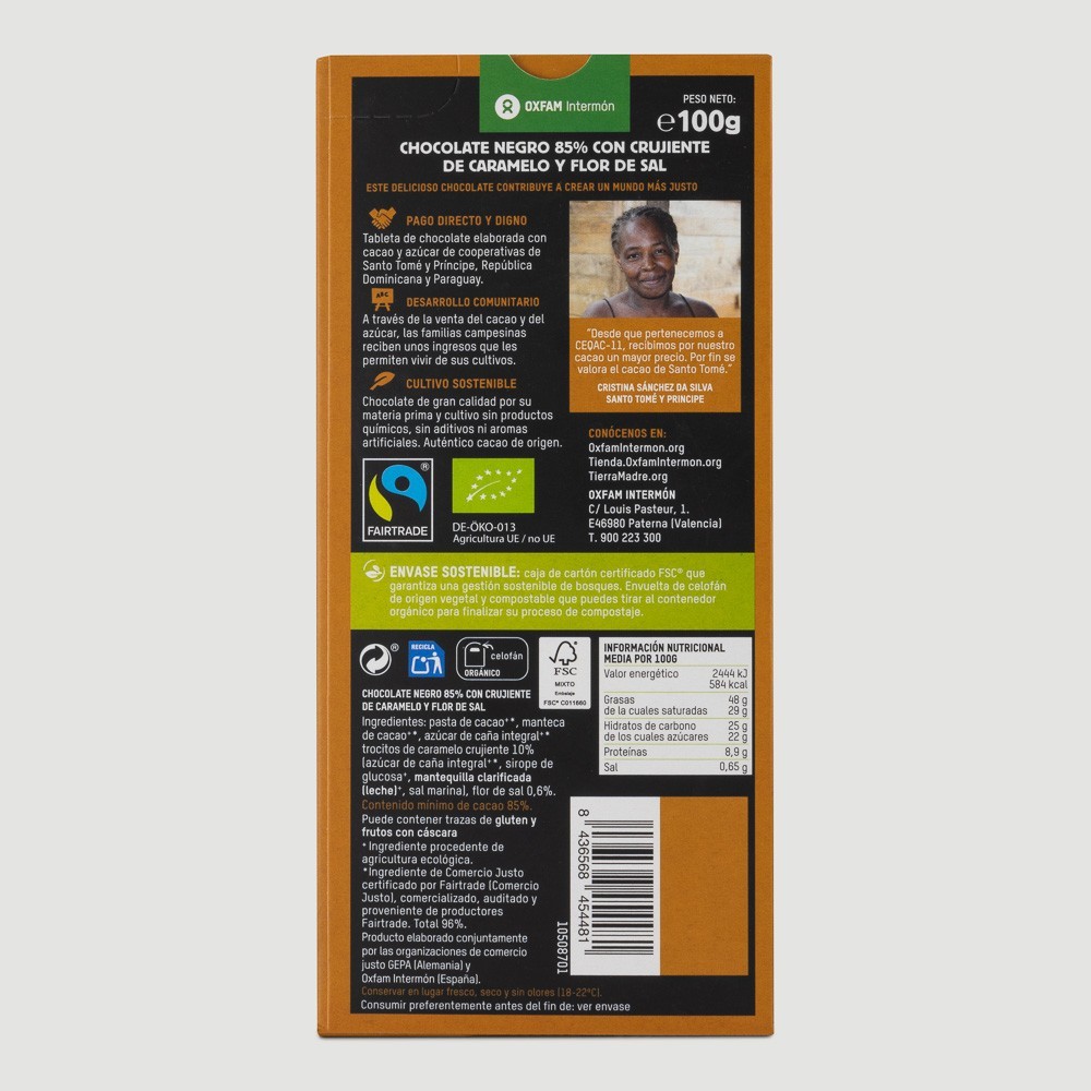 XOCOLATA NEGRA CARAMEL I SAL ECO Oxfam 100 g