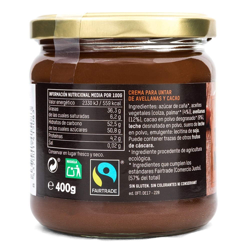 CREMA DE CACAU AMB AVELLANA Oxfam 400g