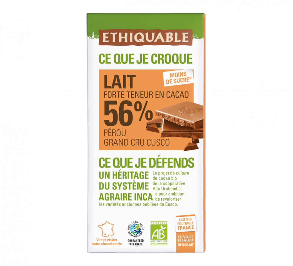 CHOCOLATE 56% CON LECHE PERÚ Ideas 100 g