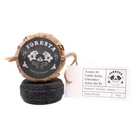 CHAMPÚ SÓLIDO ANTICASPA, CARBÓN ACTIVO, CÚRCUMA I ÁRBOL DEL TÉ Foresta 60 g
