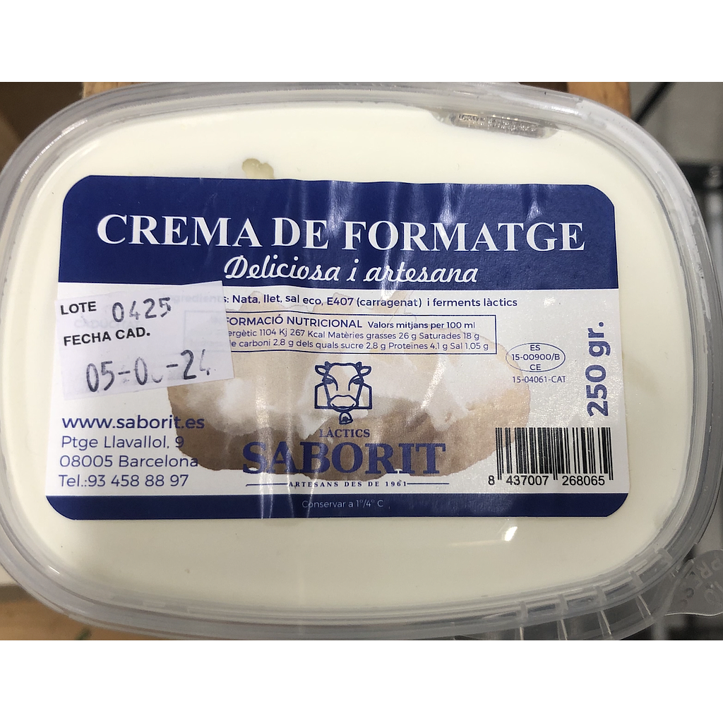 CREMA DE FORMATGE Saborit 250 g