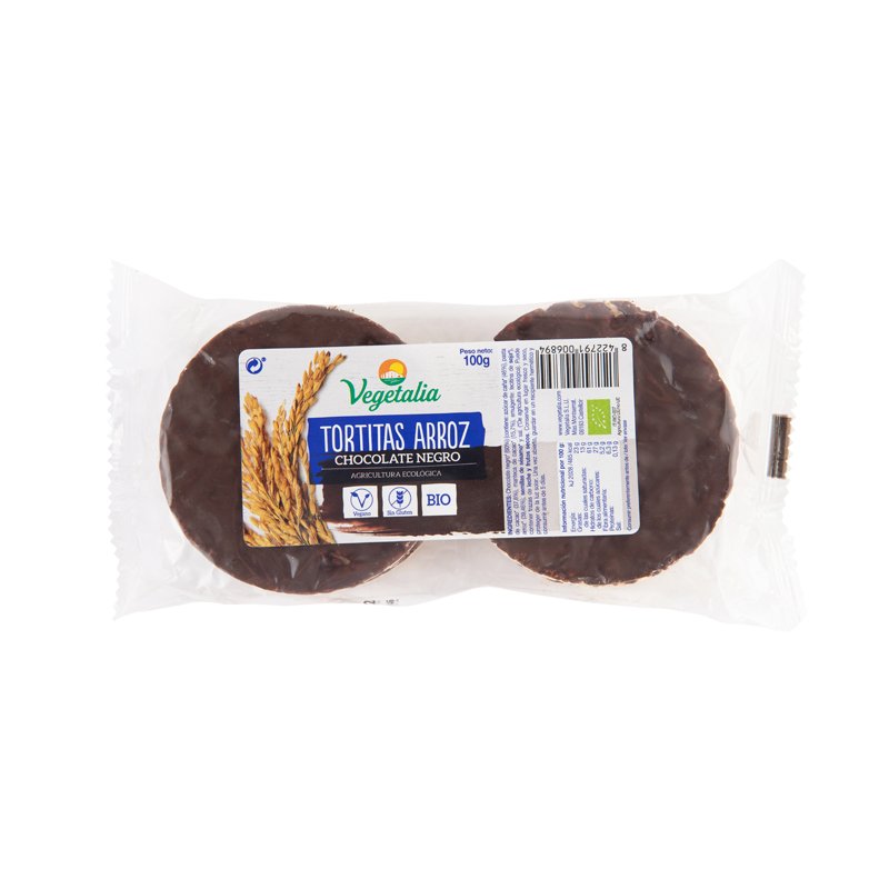 TORTITAS DE ARROZ CHOCOLATE NEGRO Vegetalia 100 g