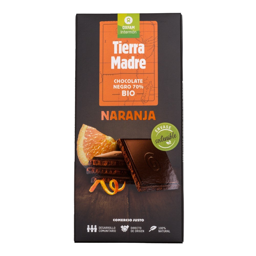 CHOCOLATE NEGRO 70% NARANJA ECO Oxfam 100 g