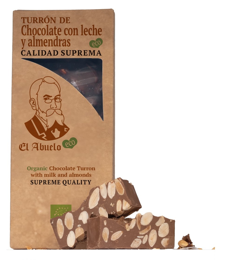 PROMOCIÓN 15% TURRÓN DE COCOLATE LECHE Y ALMENDRAS ECO El Abuelo 200g