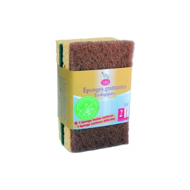 ESPONJA ESTROPAJO MARRÓN/VERDE Ecodis 2 uds.
