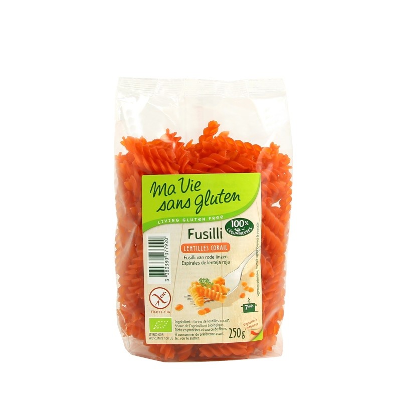 FUSILLI LENTEJA ROJA Ma vie sans gluten 250 g