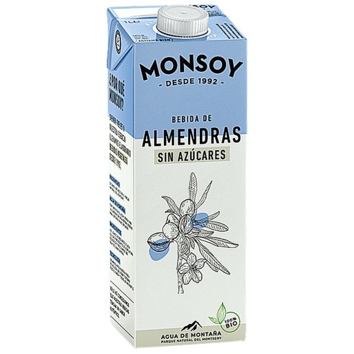 [906] BEBIDA ALMENDRAS S/AZÚCAR ECO Monsoy 1 l