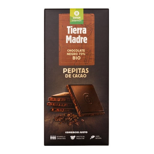 [10225660] CHOCOLATE NEGRO 70% CON PEPITAS DE CACAO ECO Oxfam 100 g