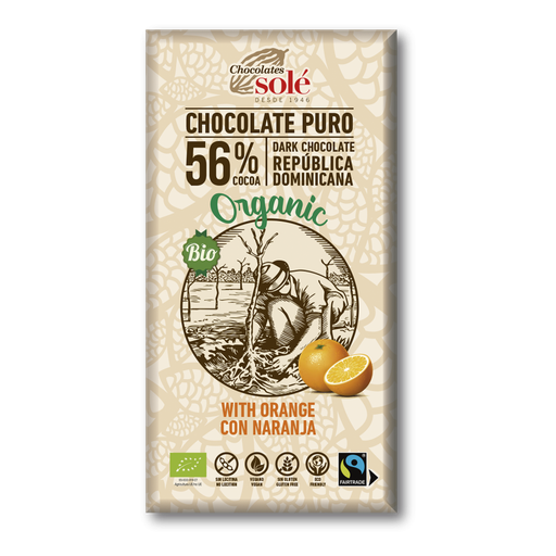 [1665] CHOCOLATE NEGRO CON NARANJA 56% Solé 100 g
