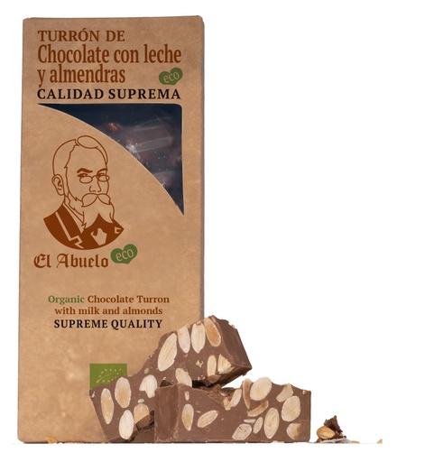 TURRÓN DE COCOLATE LECHE Y ALMENDRAS ECO El Abuelo 200g